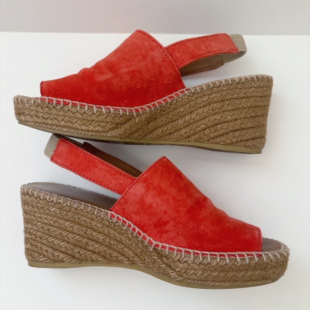 Toni Pons Red Wedge Suede Espadrilles Sz 37 US 6.5 - Picture 5 of 7